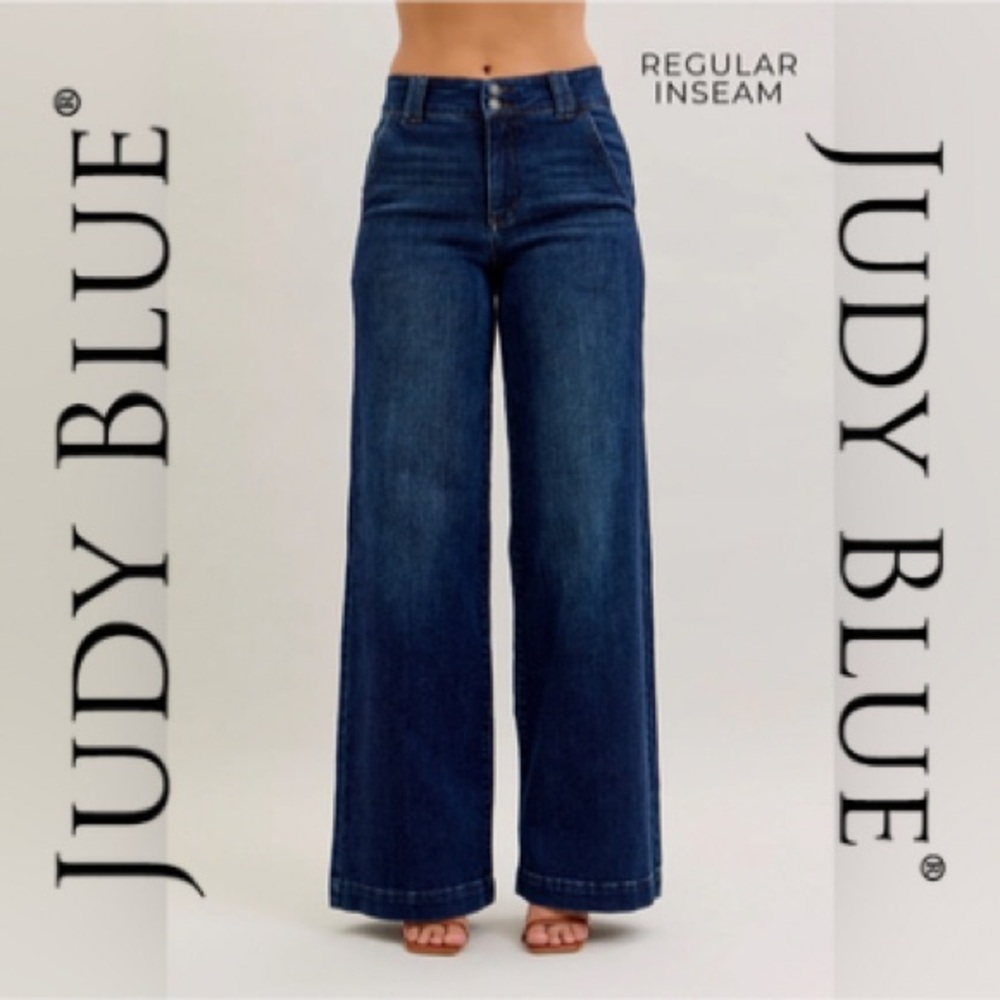 JUDY BLUE | High Waist Wide Leg Trouser Jeans - Style #82678 Regular Inseam NEW!